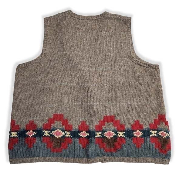 Vintage Lauren Ralph Lauren Knit Alpaca Wool Aztec Vest - Picture 2 of 13